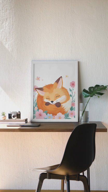 Fuchs mit Blumenkranz · Liebevolle Naturillustration
